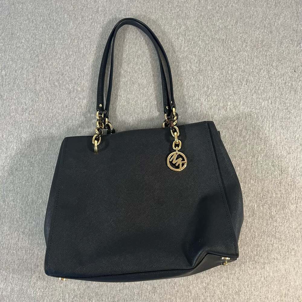 Michael Kors Cynthia Saffiano Leather Black Tote Handbag